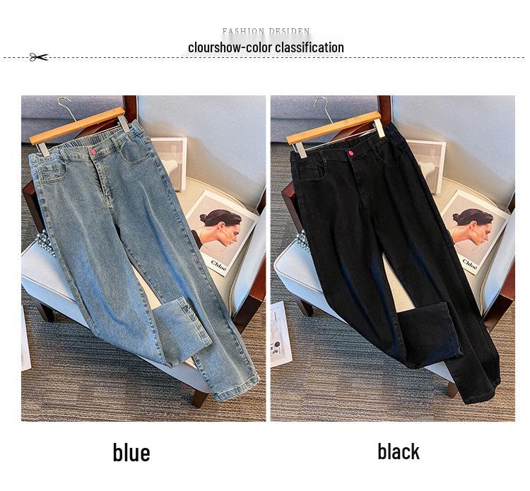 Plus Size Women's High Waist Denim Pants - Slimming, Casual, Loose Fit 
