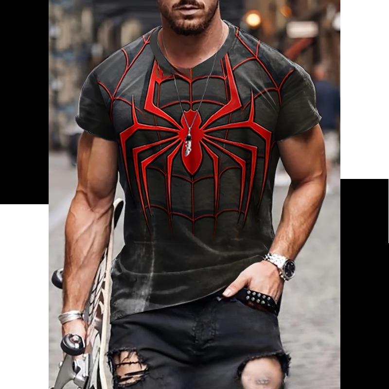 Men's Summer New T-shirt 3D Digital Trend Fashion Printing Short Sleeve European and American Cross-border Crew Neck Top