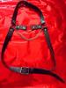 European-American Style Men's Black Choker Belt Body Chain with Chest Strap Harness