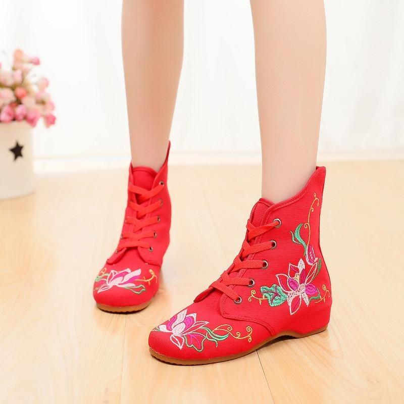 3 χρώματα Mandala Old Beijing Κεντημένες υφασμάτινες μπότες λαϊκό στυλ και Oxford's Foundation