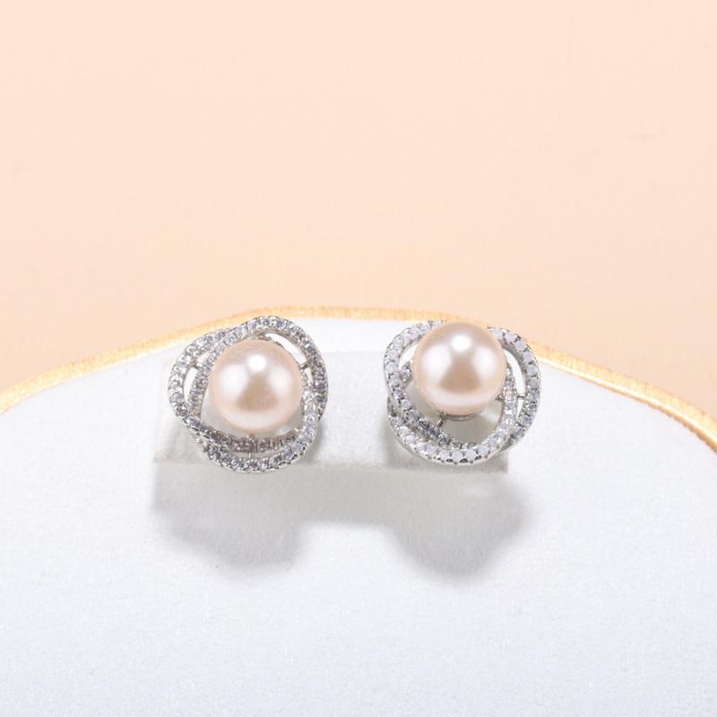 New Fashion   Accessories Pearl Earrings And Necklace Bridal Jewelry For Women Adjustable Ring Size