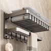 No-Drill Wall-Mounted Stainless Steel Bathroom Shelf with Towel Bar