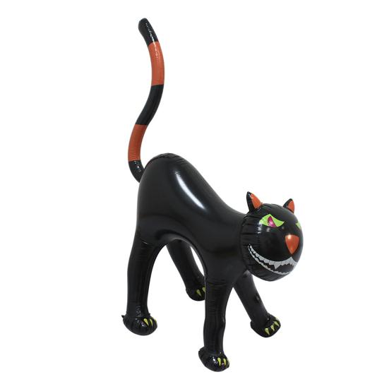 Inflatable Black Cat Halloween Decoration Leak-Proof Inflatable Cat Blow-up Standing Cat Ornament for Home Indoor Yard Garden Decoration
