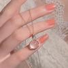 Cherry Blossom Pink Crystal Necklace Women'S Light  Simple Graceful And Fashionable Clavicle Chain Wholesale Peach Blossom Pendant