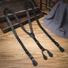 Retro Buttoned Suspenders British Style PU Leather Suspenders Simple Suspenders for Men  Suit