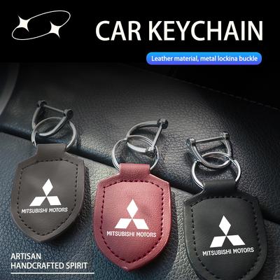 For Fashion Leather Car Keychain Retro Style Keyrings Accessories Outlander Lancer L200 ASX Pajero Grandis Eclipse