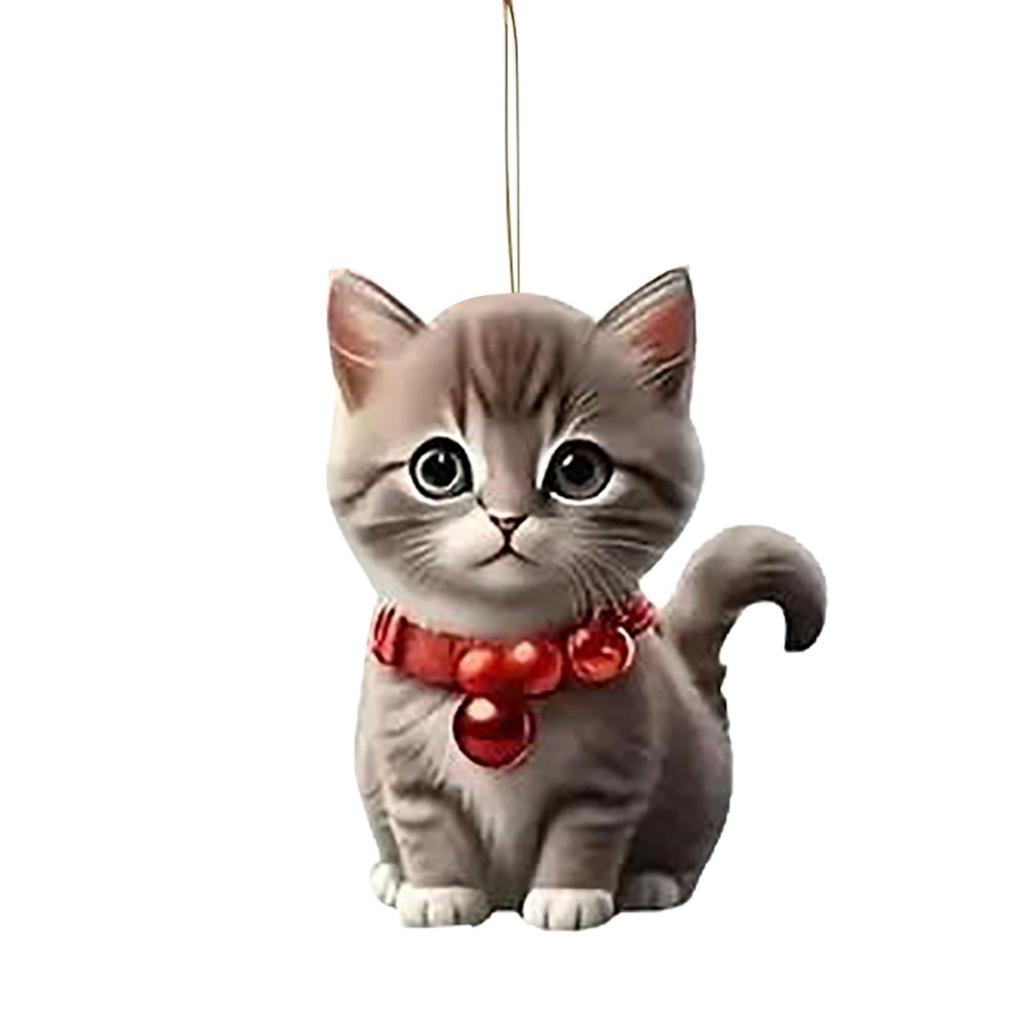 Adornos colgantes planos de acrílico con diseño de gato de moda en 2D