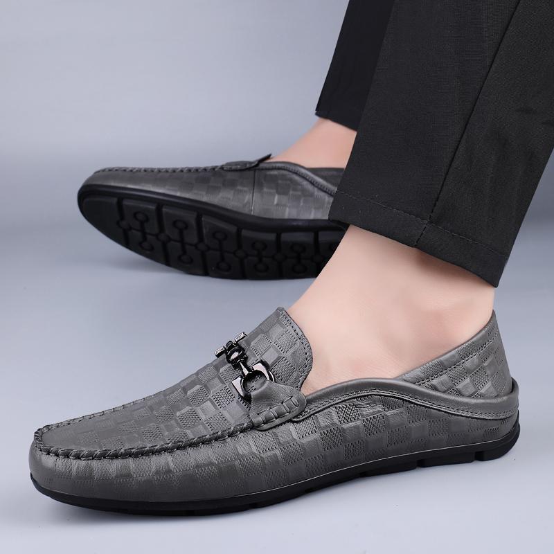 Scarpe Casual da Uomo alla Moda Slip-on Fatte a Mano in Vera Pelle Mocassini Comodi Scarpe da Guida Antiscivolo da Uomo per Esterno