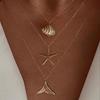 Women's Starfish Shell Imitation Pearl Necklaces Elegant Gold Color Waterproof Pendant Necklace Copper Metal Beach Jewelr