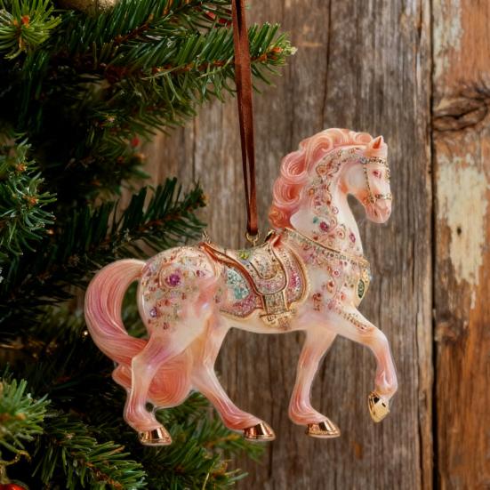 Yousheng Horse Ornament Sparkly Rhinestone Horse Christmas Tree Ornament 2D Acrylic Pendant Holiday Keepsake Gifts for Women Girls Horse Lovers