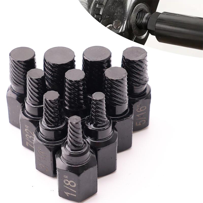 10Pcs Multi-Spline Hex Shank Screw Extractor Set Broken Bolt Remover Damaged Screw Extractor Tool Kit