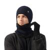 Mens Winter Knitted Beanie Hat With Ear Protection Scarf Set Warm Thick Hooded Cap Cycling Outdoor