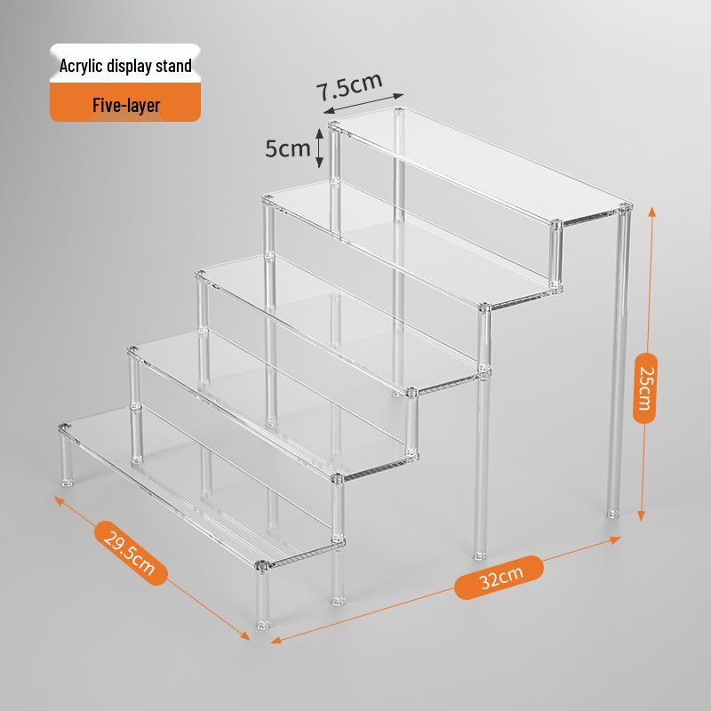 Acrylic Tiered Display Stand for Figurines and Blind Box Dolls - Transparent Home Organizer