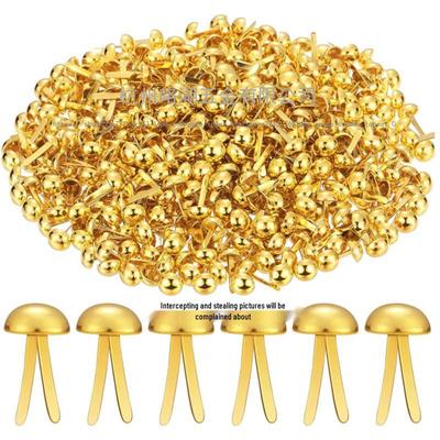 8MM Golden Metal Double Prong Mushroom Head Rivets for Apparel Crafts & Handbags