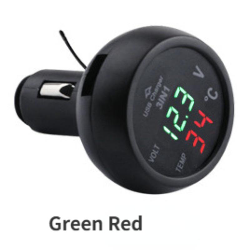 Autosteckdose Zigarettenanzünder Auto Voltmeter 3-in-1 12-24V Voltmeter Thermometer USB Autoladegerät für Auto LKW
