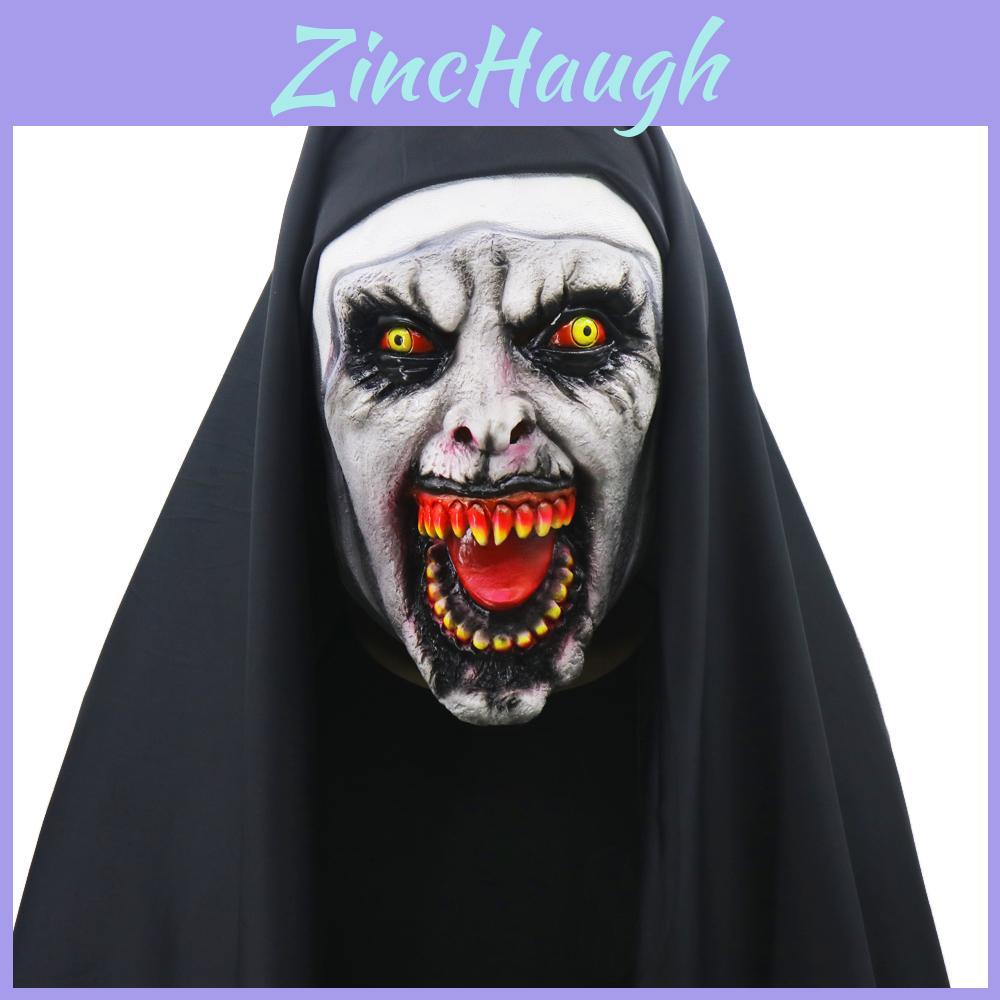 Terrifying Nun Horror Mask Cosplay Valak Scary Latex Full Face With Headscarf