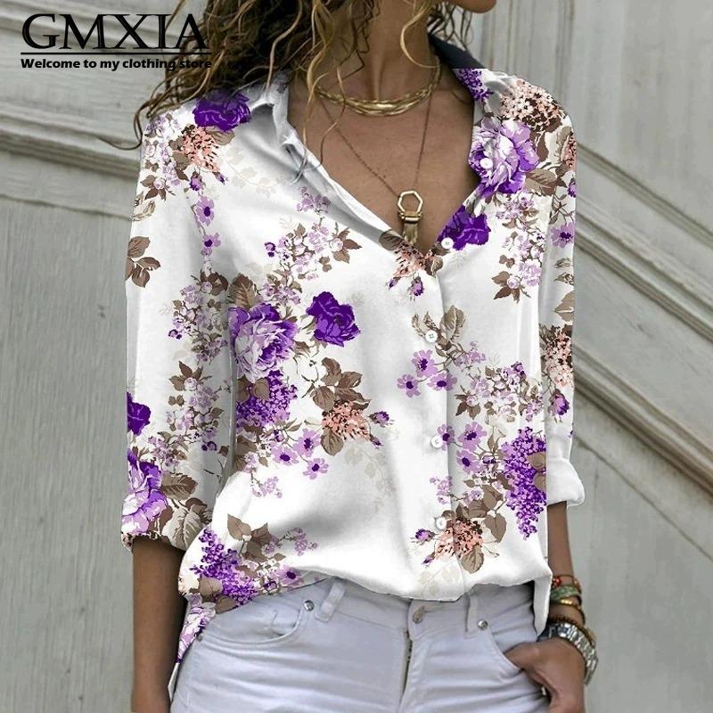 GMXIA 38 Color Women's Fashion Casual Long Sleeve POLO Neck Leisure Blouses & Shirts