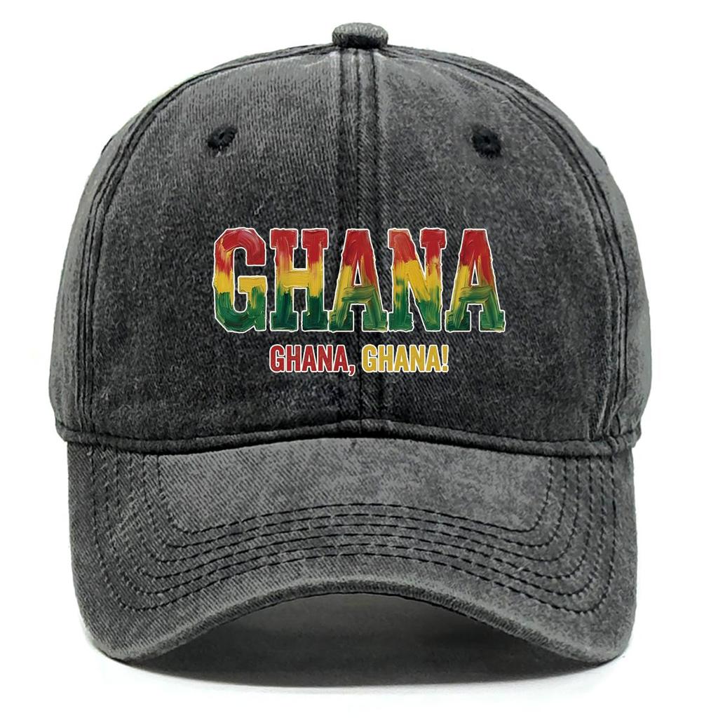 "GHANA" "GHANA, GHANA" Flag Printed Baseball Cap , Adjustable Snapback Baseball Cap Sporting Vintage All-season Leisure Flat Cap