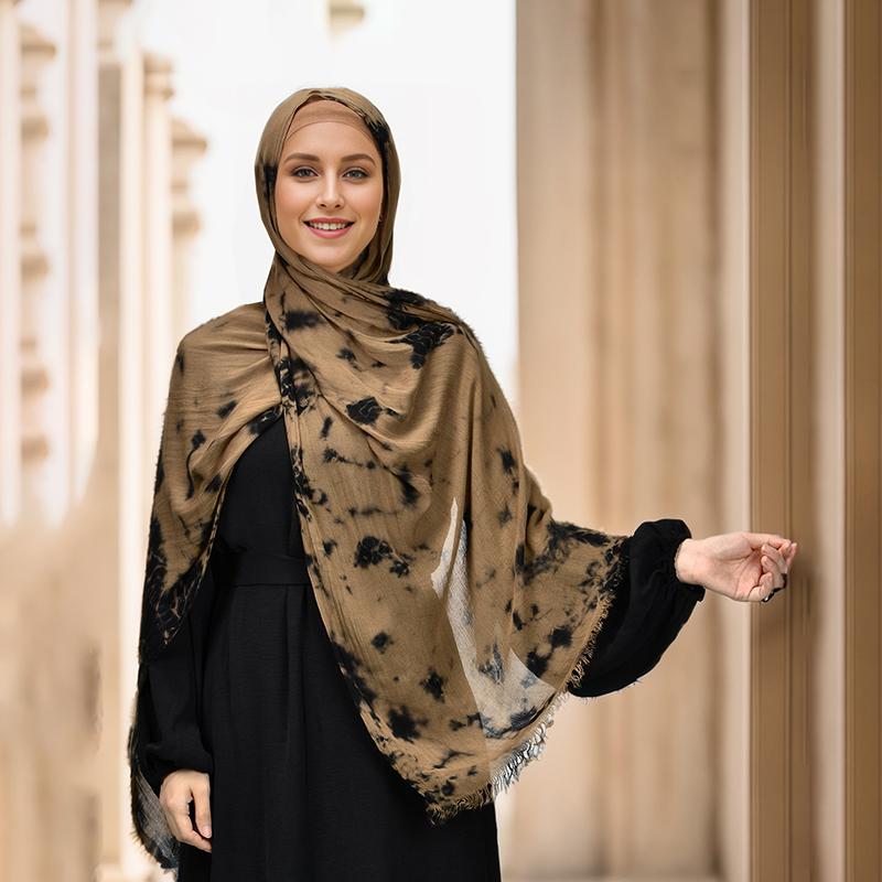 Novo Lenço Hijab Ombré Tie-dye de Algodão Viscose para Mulheres Muçulmanas, Xales Longos, Lenços de Cabeça Islâmicos, Envoltórios, Faixa de Cabeça, Véus Eid, Foulard 185*70cm