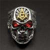 New Geometry Zircon Skull Head Ring European and American Men's Retro Dominance Punk Hip Hop Jewelry Wholesale