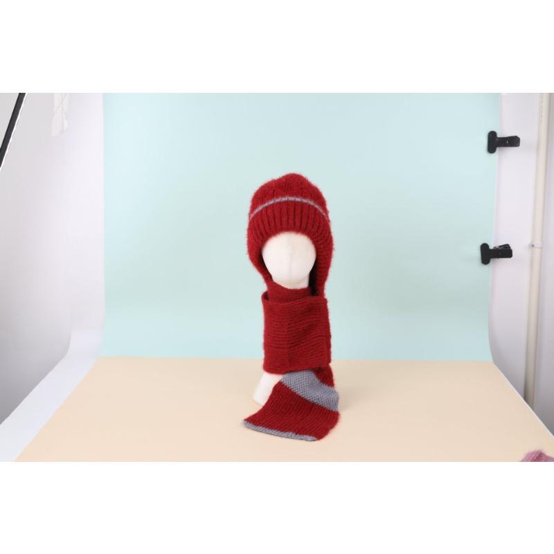 Autumn and winter squirrel velvet warm women's wool hat versatile snow hat cold winter hat scarf integrated knitted hat