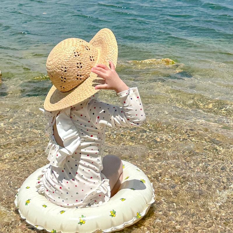 Fashionable Korean Style Girls' Long Sleeve Backless One-Piece Swimsuit for Summer