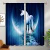 Children's Room Curtains Cartoon Unicorn Horse Rainbow Print Curtains Living Room Balcony Kitchen Decoration Curtains Home