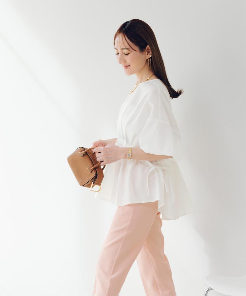 Yours Crew Neck Drawstring Blouse BFXU1798 Medium White Waist-Marked Women's