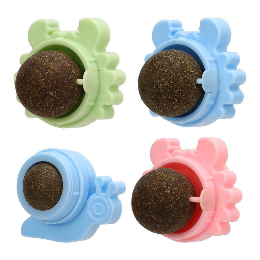 4pcs Catnip Ball Interactive Natural Teeth Cleaning Crab Rotating Cat Lick Ball Toy for Cats Kittens
