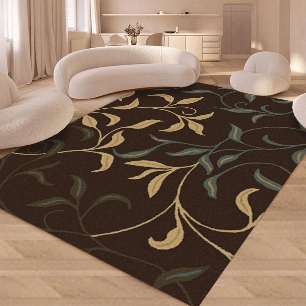 Pink Floral Leaf Pattern Non-Slip Carpet Washable Rug for Bedroom Living Room Lounge Floor Mat Indoor Rug Machine Washable