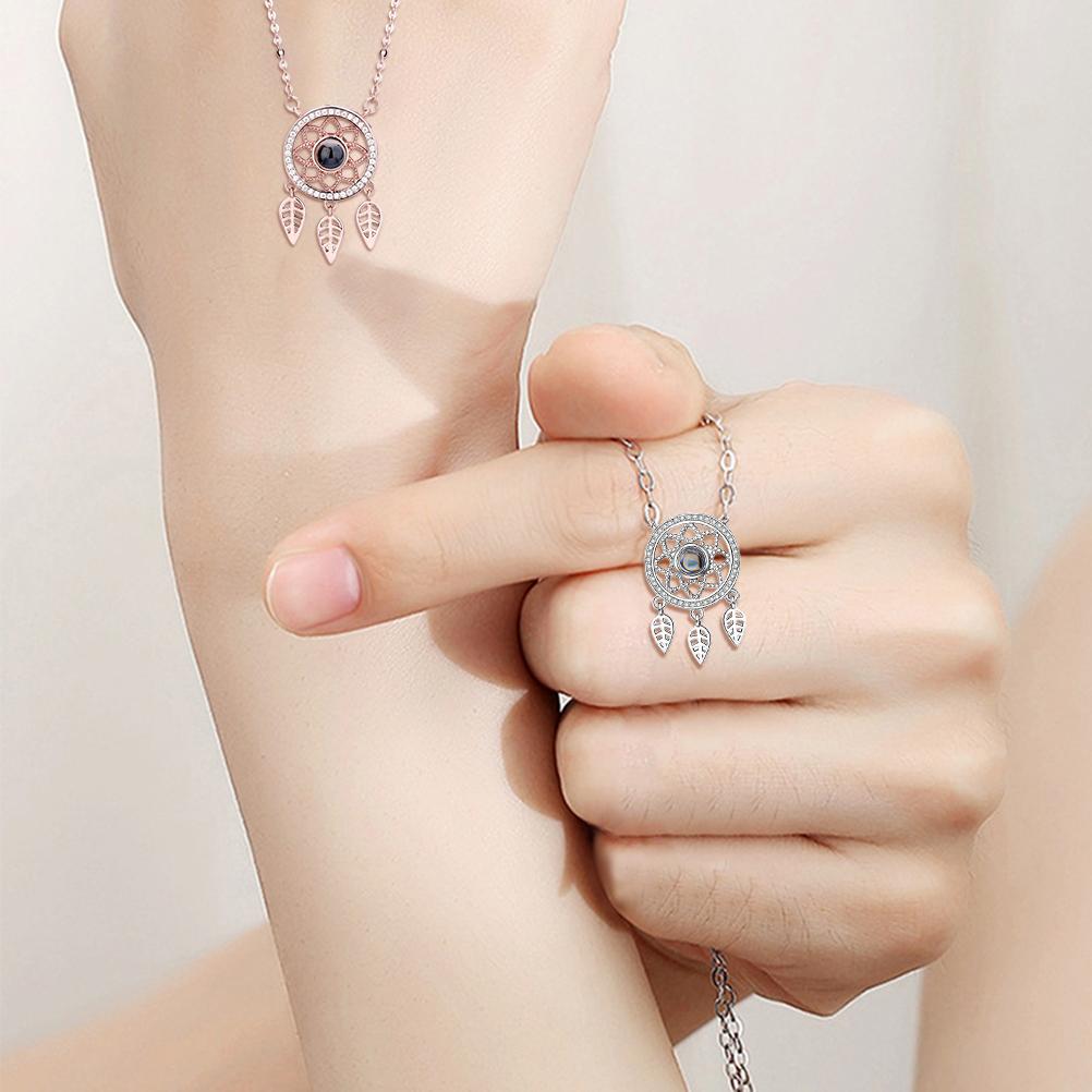 100 Language I Love You Projection Necklace Dream Catcher Pendant Necklace Birthday Valentine S Day Gift for Girlfriend