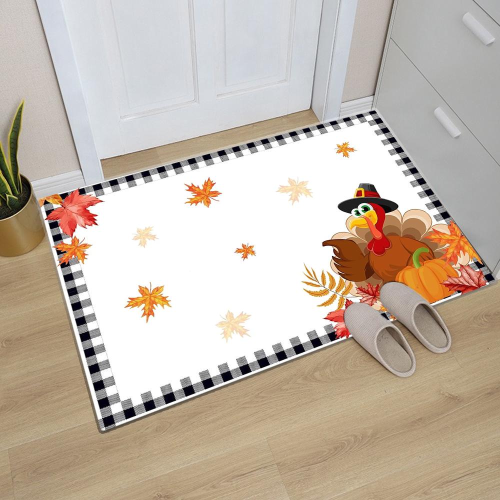 Fall Pumpkin Door Mat Welcome Decorative, Autumn Thanksiving Pumpkin Farmhouse Outdoor Indoor Patio Entrance Door Mats