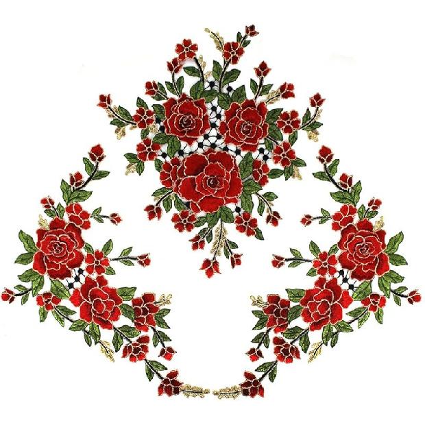 1set 3D Flower Embroidery Applique Lace Fabric Patches for Dress Garment Decorated DIY Sewing Accessories T2579 (Green)