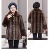 Premium Thick Warm Winter Coat for Elderly Women Gold Mink Plush Fleece Lined Jacket for Grandma and Mom