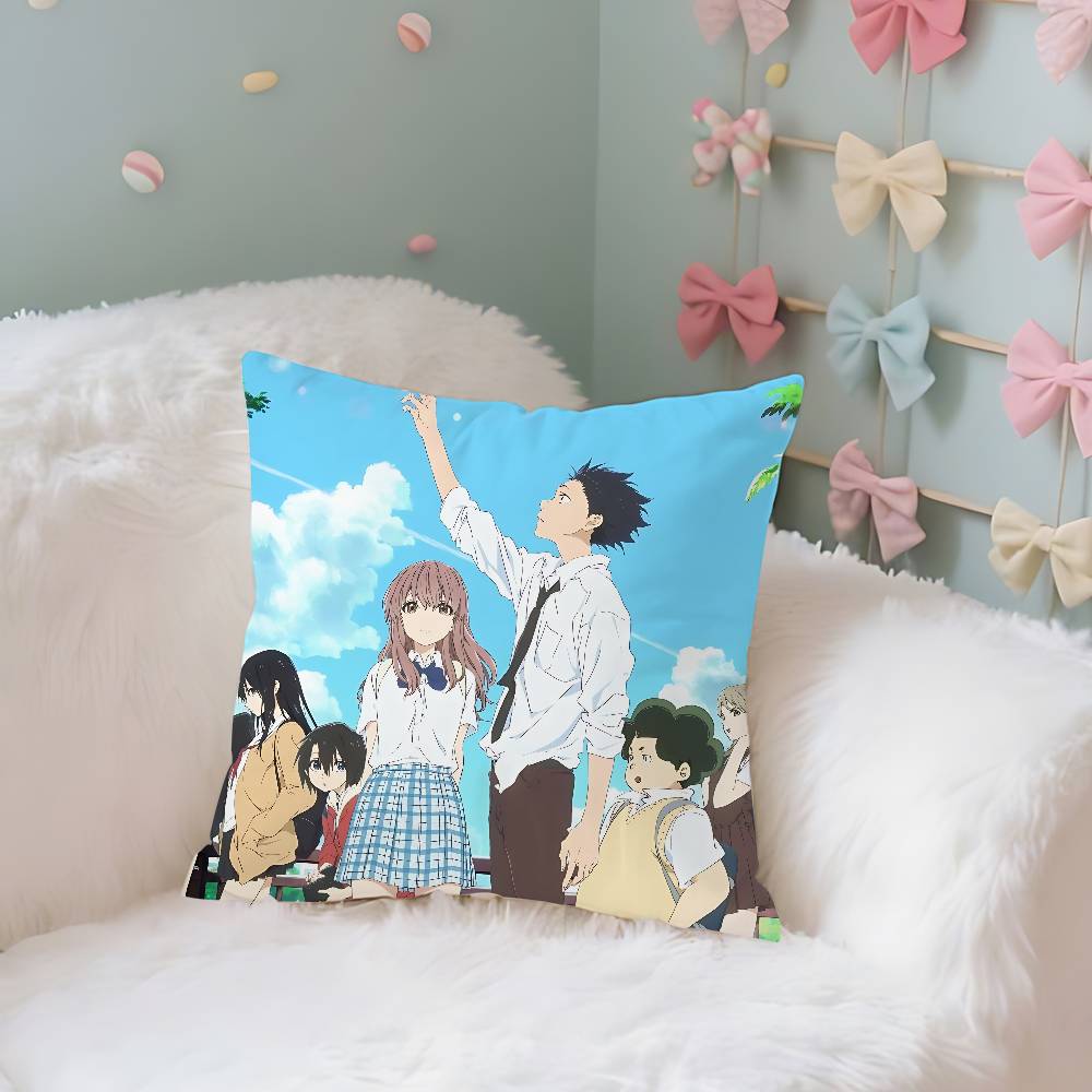 Anime A S-Silents-Voices Pillow Case Cushion Cover Soft Cute Throw Pillow Case For Car Sofa Pillowcase Polyester With Zipper