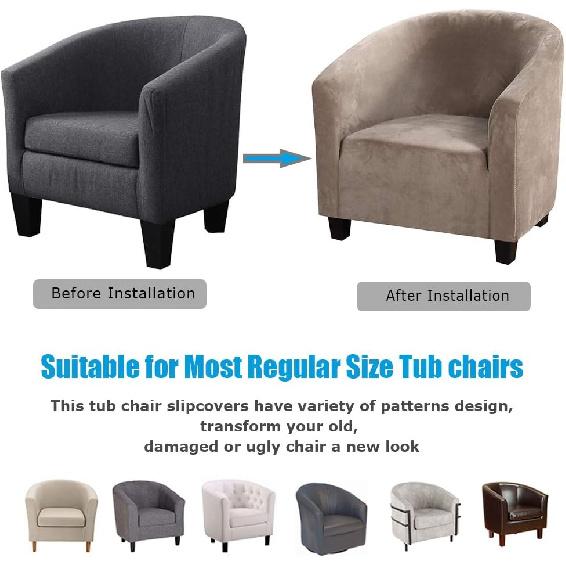 GULI Velvet Tub Chair Covers for Armchairs, Club Chair Slipcover, Wing Back Covers High Stretch Sofa Covers Spandex Plush Seat Covers Furniture