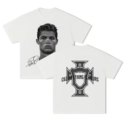 Collezione Stelle del Calcio Stampa T-shirt a Maniche Corte Girocollo Abbigliamento Streetwear Stampa Moda Maglietta Casual Oversize