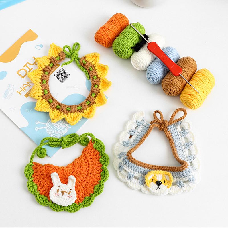 Dog Sunflower Pet Decoration Collar Hand-knitted Woolen Necklace Material Pack Cute Cat Saliva Cloth