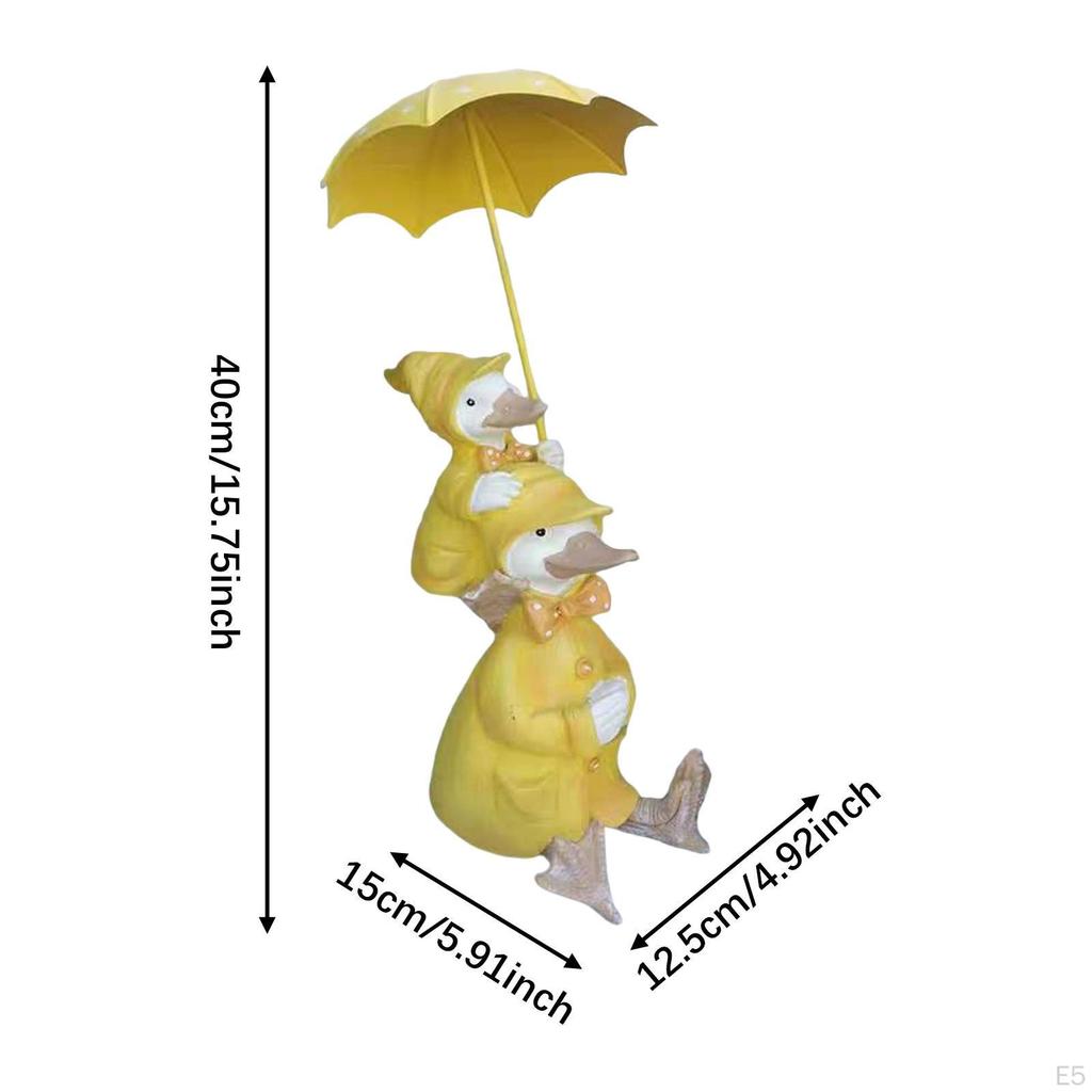 Duck Holding Umbrella Statue ,Garden Decor, Animal Sculpture, Resin Figurine for Lawn