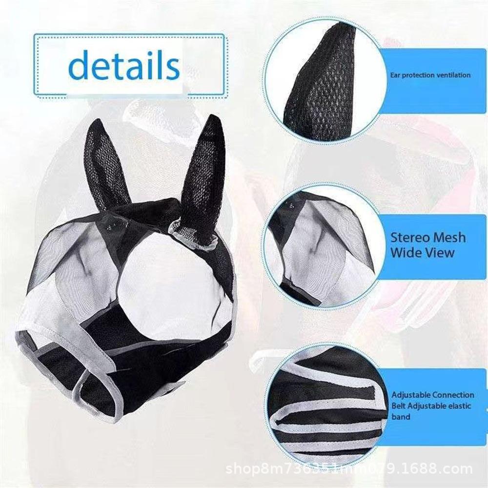 Breathable Horse Mask Summer Goggles Mosquito Ears Comfortable Fit with UVProtection Mesh Horse Fly Mask Equestrian Supplies Equestrian Equipment