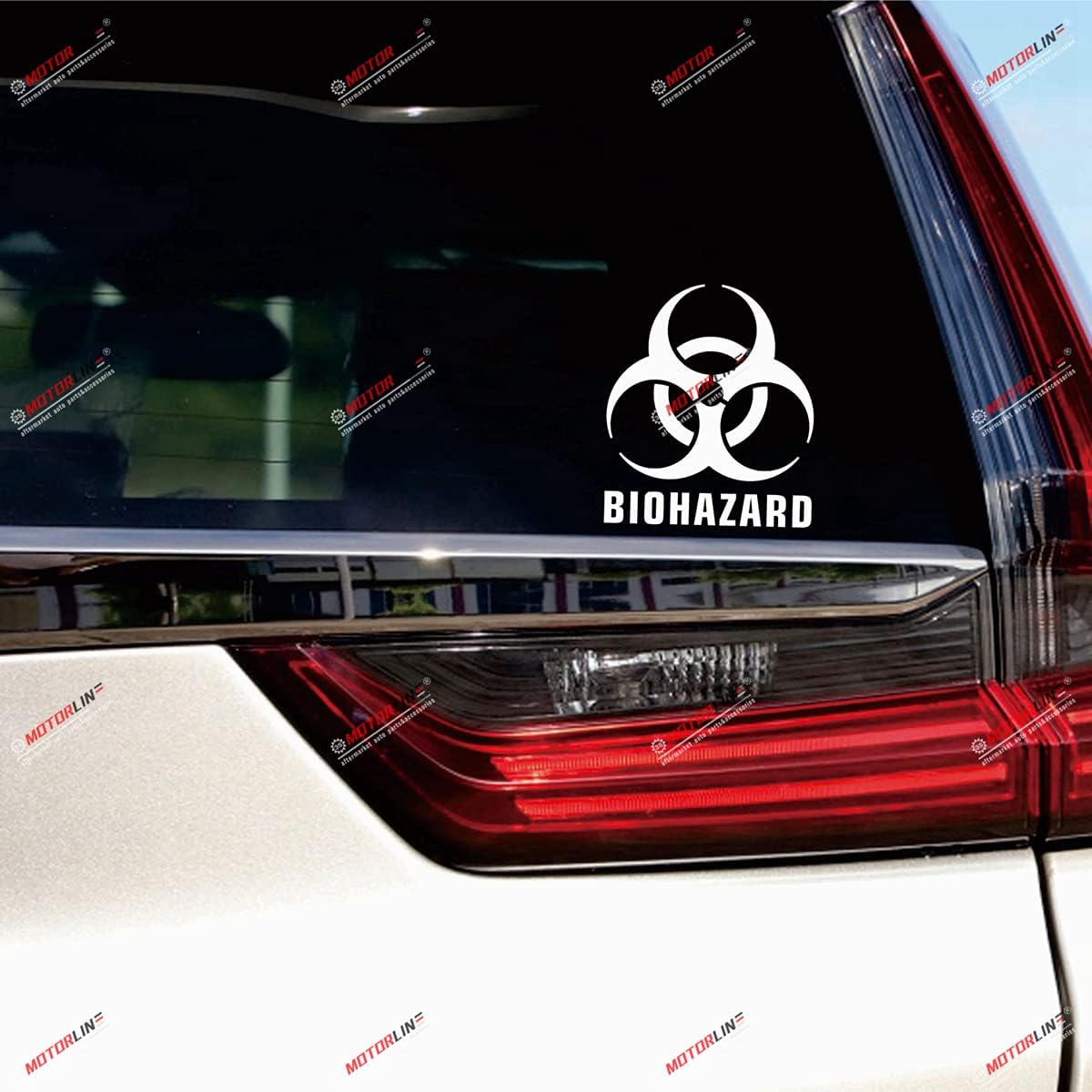 

2X White 4 Biohazard Letters Danger Warning Sign Car Decal Sticker Vinyl