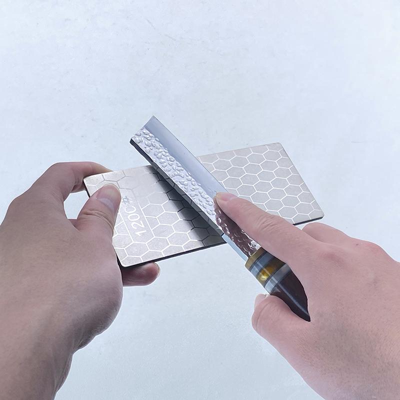 2pc Set Knife Sharpening Stone Kitchen Household Knife Diamond Knife Sharpener With Honeycomb Pattern 400#-1200#