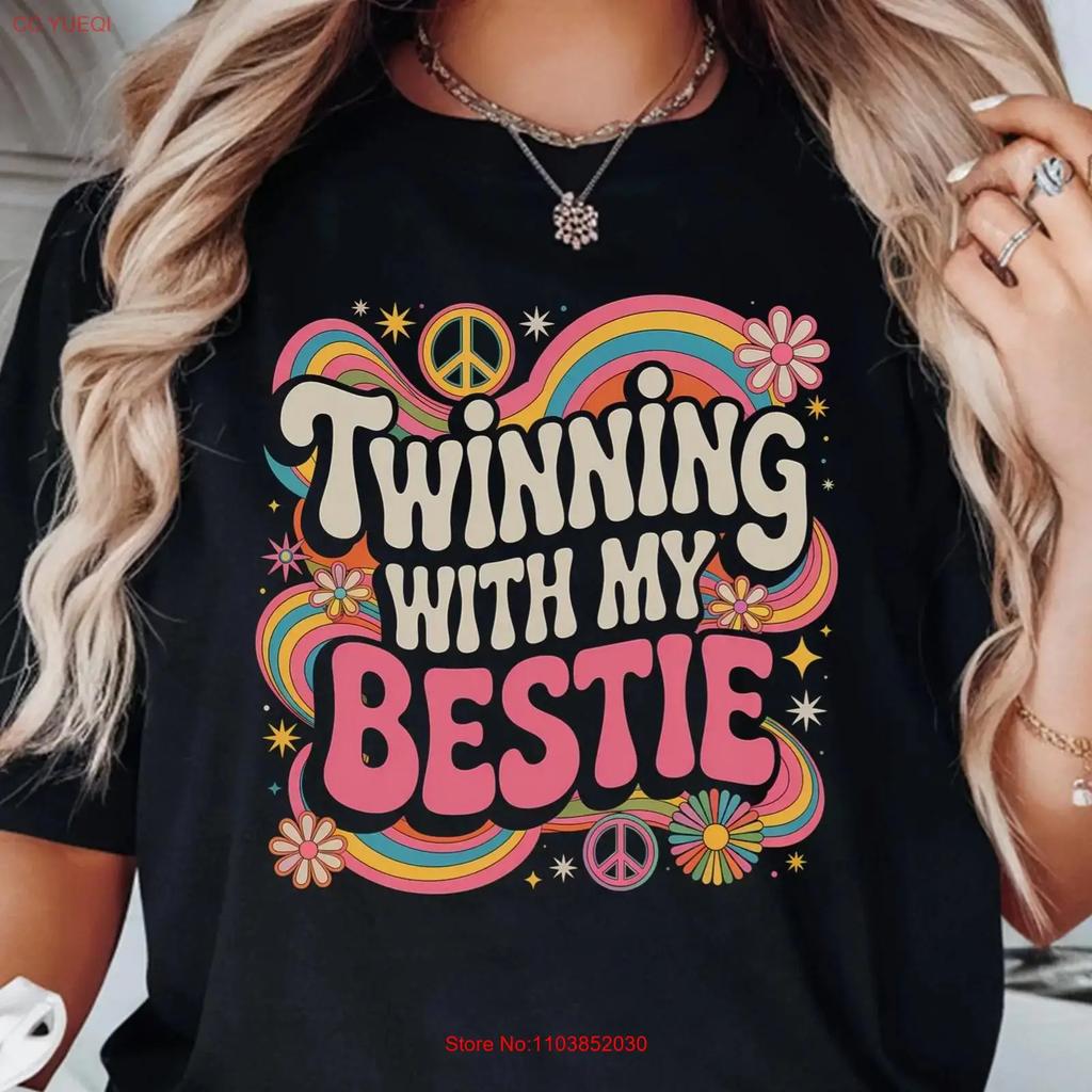 Twinning With My Bestie T Shirt Matching Best Friends Match Vintage Soft Fashion Streetwear Homme Top For Everyday Wear