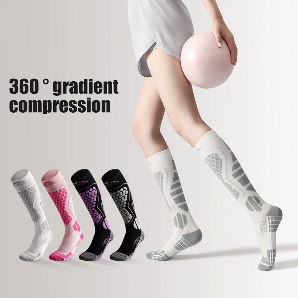 1 Paar Woll-Skisocken für Herren und Damen zum Skifahren und Snowboarden, kniehohe Thermo-Wintersocken mit warmer Sportfunktion