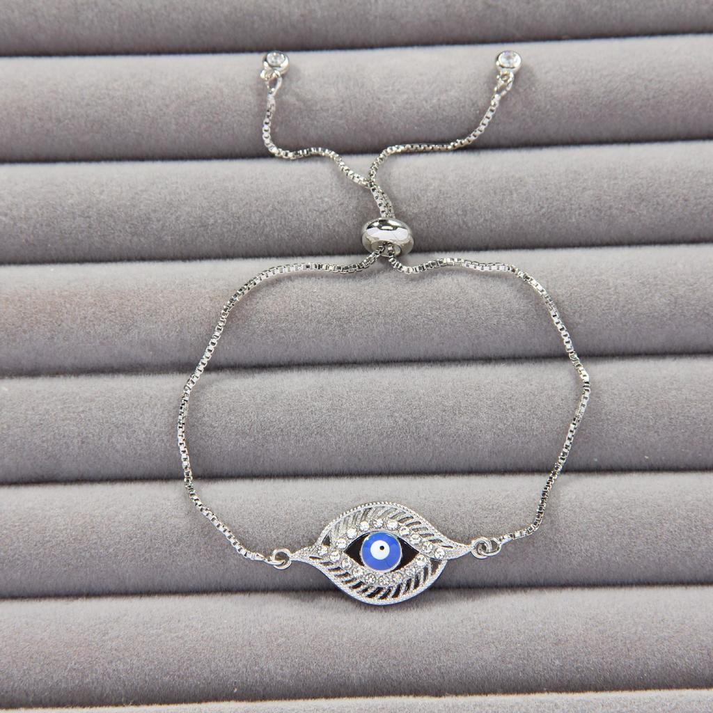 Copper Pull-Adjustable Evil Eye Bracelet - Color-Preserving, Simple & Fashionable for Women In Southeast Asia