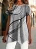 1116 spring and summer fashion new round neck art line pattern printing, simple