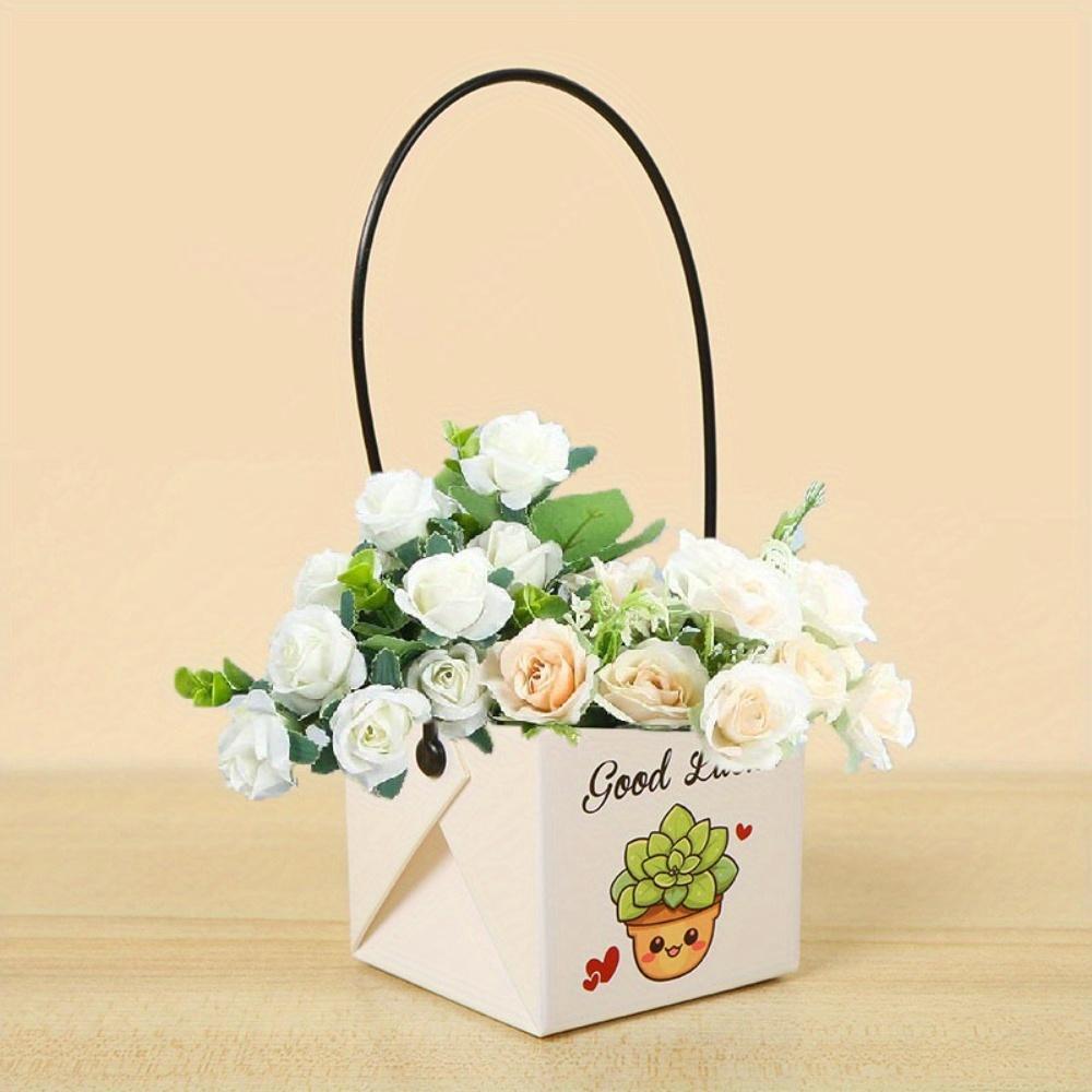 30pcs Paper Gift Bags with Handle Flower Gift Boxes Bouquet Bags Portable Treat Boxes Floral Gift Bags Party Favors Bags Tote Bags for Birthday Party