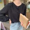 Retro French Temperament Polka Dot Printed Chiffon Shirt Versatile Bubble Sleeve Shirt Loose Top for Women
