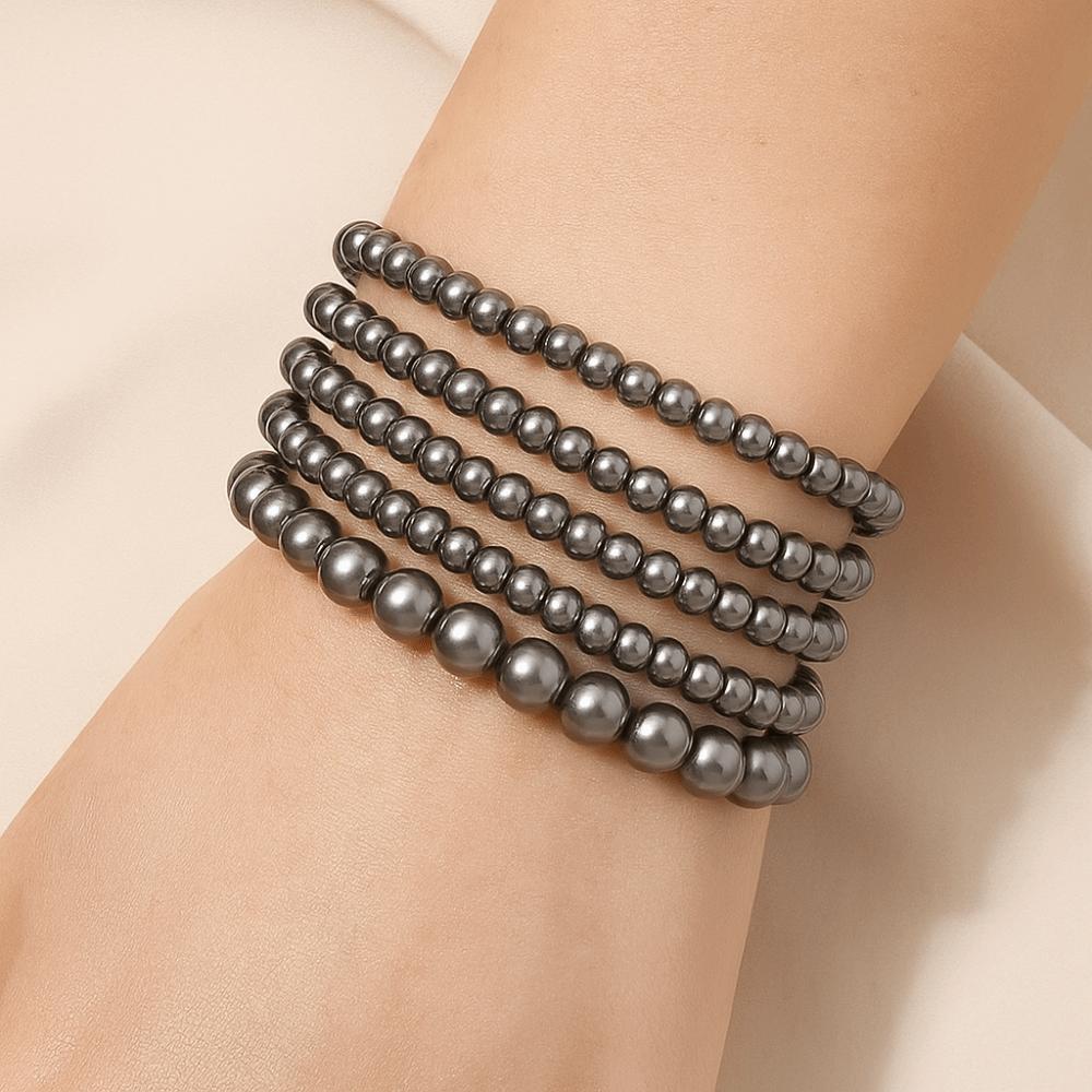 Baroque Pearls Bracelet White Wide Bangle Unique Elastic Bracelet  Girl