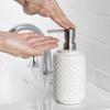 Ceramic Lotion Pump Textured Rustic Charm Handcrafted Glazed White Bathroom Accessory Soap Dispenser Unique Design Easy Fill